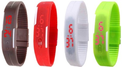NS18 Silicone Led Magnet Band Combo of 4 Brown, Red, White And Green Digital Watch  - For Boys & Girls   Watches  (NS18)