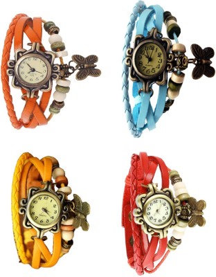 NS18 Vintage Butterfly Rakhi Combo of 4 Orange, Yellow, Sky Blue And Red Watch  - For Women   Watches  (NS18)