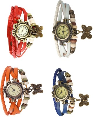 NS18 Vintage Butterfly Rakhi Combo of 4 Red, Orange, White And Blue Analog Watch  - For Women   Watches  (NS18)