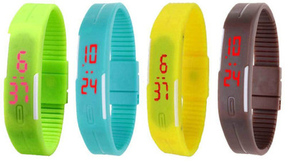 

Kissu Led Magnet Band Combo of 4 Green, Sky Blue, Yellow And Brown Watch - For Men & Women