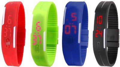 NS18 Silicone Led Magnet Band Combo of 4 Red, Green, Blue And Black Digital Watch  - For Boys & Girls   Watches  (NS18)