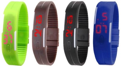 NS18 Silicone Led Magnet Band Combo of 4 Green, Brown, Black And Blue Digital Watch  - For Boys & Girls   Watches  (NS18)
