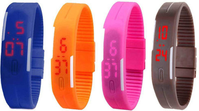 

Kissu Led Magnet Band Combo of 4 Blue, Orange, Pink And Brown Watch - For Men & Women