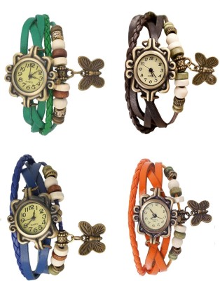 NS18 Vintage Butterfly Rakhi Combo of 4 Green, Blue, Brown And Orange Analog Watch  - For Women   Watches  (NS18)