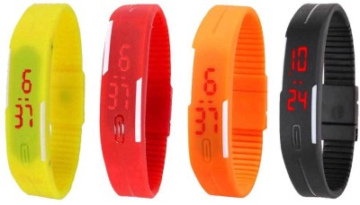 NS18 Silicone Led Magnet Band Combo of 4 Yellow, Red, Orange And Black Digital Watch  - For Boys & Girls   Watches  (NS18)