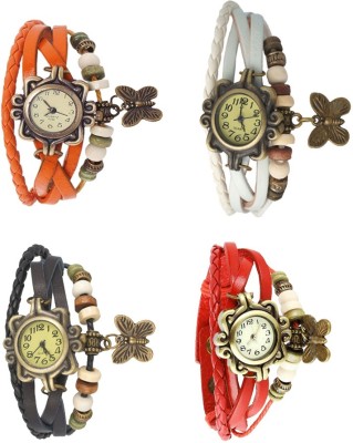 NS18 Vintage Butterfly Rakhi Combo of 4 Orange, Black, White And Red Analog Watch  - For Women   Watches  (NS18)