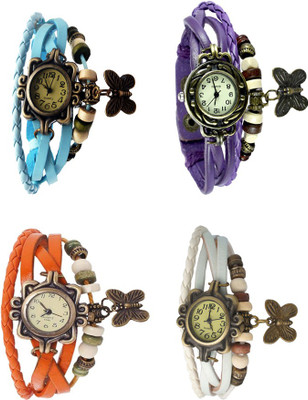 

NS18 Vintage Butterfly Rakhi Combo of 4 Sky Blue, Orange, Purple And White Watch - For Women
