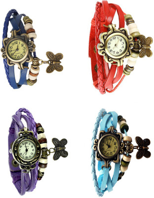 

Kissu Vintage Rakhi Combo of 4 Blue, Purple, Red And Sky Blue Watch - For Women