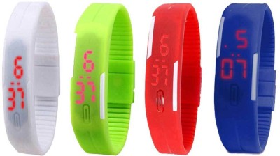 NS18 Silicone Led Magnet Band Combo of 4 White, Green, Red And Blue Digital Watch  - For Boys & Girls   Watches  (NS18)