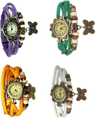 NS18 Vintage Butterfly Rakhi Combo of 4 Purple, Yellow, Green And White Analog Watch  - For Women   Watches  (NS18)