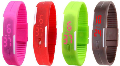 

Kissu Led Magnet Band Combo of 4 Pink, Red, Green And Brown Watch - For Men & Women