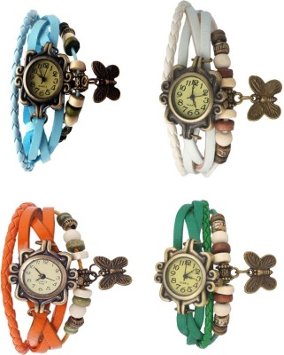 NS18 Vintage Butterfly Rakhi Combo of 4 Sky Blue, Orange, White And Green Analog Watch  - For Women   Watches  (NS18)