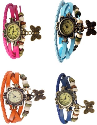 NS18 Vintage Butterfly Rakhi Combo of 4 Pink, Orange, Sky Blue And Blue Analog Watch  - For Women   Watches  (NS18)