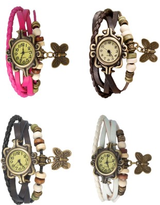 NS18 Vintage Butterfly Rakhi Combo of 4 Pink, Black, Brown And White Analog Watch  - For Women   Watches  (NS18)