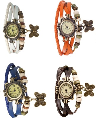 NS18 Vintage Butterfly Rakhi Combo of 4 White, Blue, Orange And Brown Watch  - For Women   Watches  (NS18)