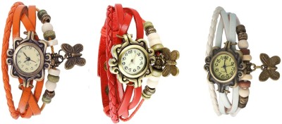 NS18 Vintage Butterfly Rakhi Combo of 3 Orange, Red And White Analog Watch  - For Women   Watches  (NS18)