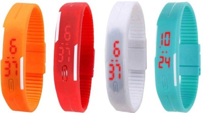 NS18 Silicone Led Magnet Band Watch Combo of 4 Orange, Red, White And Sky Blue Digital Watch  - For Couple   Watches  (NS18)