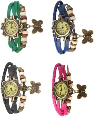 NS18 Vintage Butterfly Rakhi Combo of 4 Green, Black, Blue And Pink Analog Watch  - For Women   Watches  (NS18)