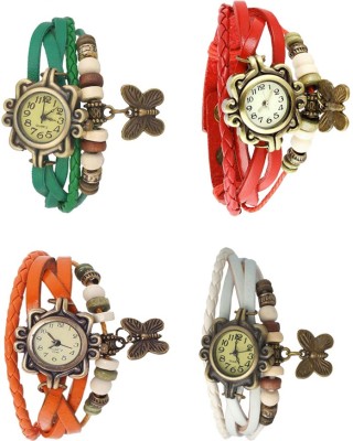 NS18 Vintage Butterfly Rakhi Combo of 4 Green, Orange, Red And White Analog Watch  - For Women   Watches  (NS18)