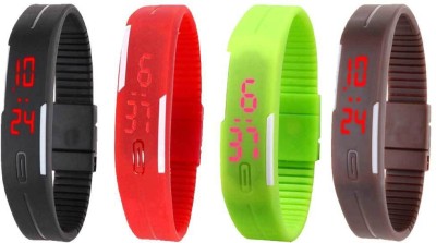 NS18 Silicone Led Magnet Band Combo of 4 Black, Red, Green And Brown Digital Watch  - For Boys & Girls   Watches  (NS18)