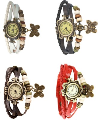 NS18 Vintage Butterfly Rakhi Combo of 4 White, Brown, Black And Red Analog Watch  - For Women   Watches  (NS18)