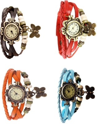NS18 Vintage Butterfly Rakhi Combo of 4 Brown, Orange, Red And Sky Blue Analog Watch  - For Women   Watches  (NS18)