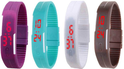

Kissu Led Magnet Band Combo of 4 Purple, Sky Blue, White And Brown Watch - For Men & Women