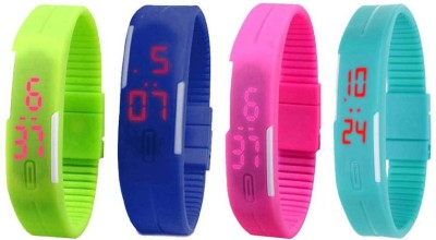 NS18 Silicone Led Magnet Band Watch Combo of 4 Green, Blue, Pink And Sky Blue Digital Watch  - For Couple   Watches  (NS18)
