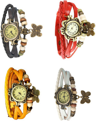 

Kissu Vintage Rakhi Combo of 4 Black, Yellow, Red And White Watch - For Women