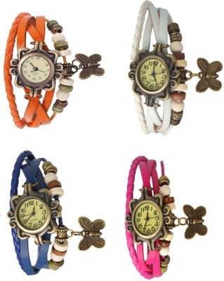 NS18 Vintage Butterfly Rakhi Combo of 4 Orange, Blue, White And Pink Analog Watch  - For Women   Watches  (NS18)