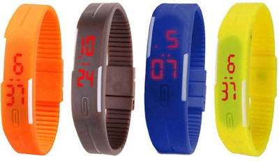

Kissu Led Magnet Band Combo of 4 Orange, Brown, Blue And Yellow Watch - For Men & Women