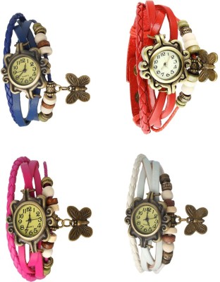 NS18 Vintage Butterfly Rakhi Combo of 4 Blue, Pink, Red And White Analog Watch  - For Women   Watches  (NS18)
