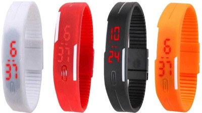 NS18 Silicone Led Magnet Band Combo of 4 White, Red, Black And Orange Digital Watch  - For Boys & Girls   Watches  (NS18)