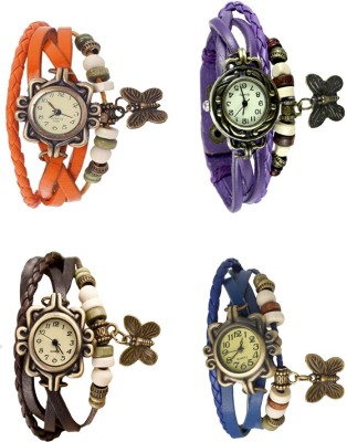 NS18 Vintage Butterfly Rakhi Combo of 4 Orange, Brown, Purple And Blue Analog Watch  - For Women   Watches  (NS18)