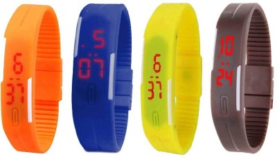NS18 Silicone Led Magnet Band Combo of 4 Orange, Blue, Yellow And Brown Digital Watch  - For Boys & Girls   Watches  (NS18)