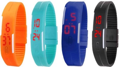 NS18 Silicone Led Magnet Band Combo of 4 Orange, Sky Blue, Blue And Black Digital Watch  - For Boys & Girls   Watches  (NS18)