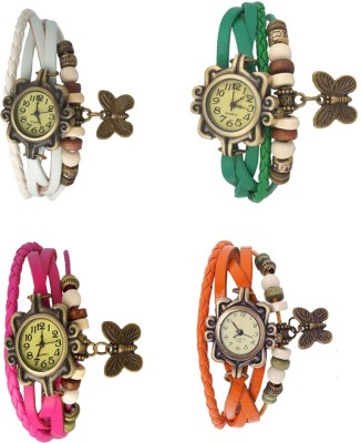 NS18 Vintage Butterfly Rakhi Combo of 4 White, Pink, Green And Orange Analog Watch  - For Women   Watches  (NS18)