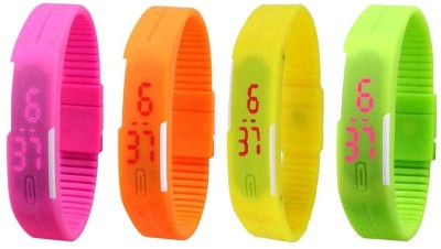 NS18 Silicone Led Magnet Band Combo of 4 Pink, Orange, Yellow And Green Digital Watch  - For Boys & Girls   Watches  (NS18)