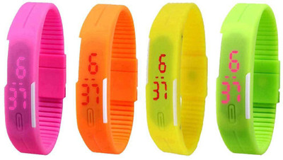

Kissu Led Magnet Band Combo of 4 Pink, Orange, Yellow And Green Watch - For Men & Women