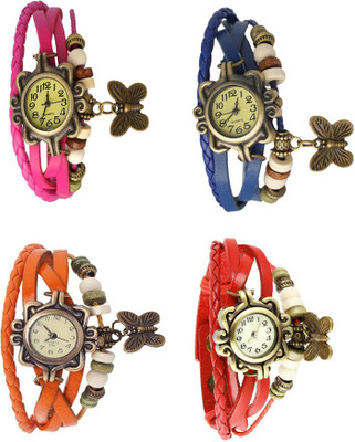 

Kissu Vintage Rakhi Combo of 4 Pink, Orange, Blue And Red Watch - For Women