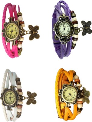 NS18 Vintage Butterfly Rakhi Combo of 4 Pink, White, Purple And Yellow Analog Watch  - For Women   Watches  (NS18)