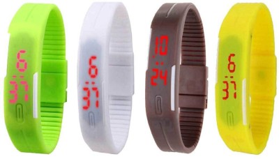 NS18 Silicone Led Magnet Band Combo of 4 Green, White, Brown And Yellow Digital Watch  - For Boys & Girls   Watches  (NS18)