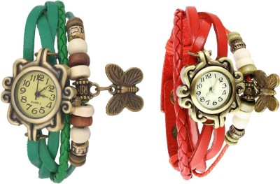 NS18 Vintage Butterfly Rakhi Watch Combo of 2 Green And Red Analog Watch  - For Women   Watches  (NS18)