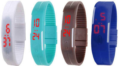 

Kissu Led Magnet Band Combo of 4 White, Sky Blue, Brown And Blue Watch - For Men & Women