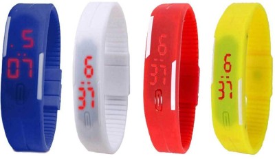 NS18 Silicone Led Magnet Band Combo of 4 Blue, White, Red And Yellow Digital Watch  - For Boys & Girls   Watches  (NS18)