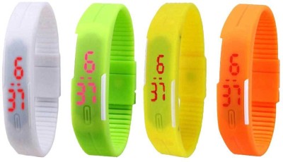 NS18 Silicone Led Magnet Band Combo of 4 White, Green, Yellow And Orange Digital Watch  - For Boys & Girls   Watches  (NS18)