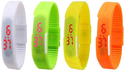 

Kissu Led Magnet Band Combo of 4 White, Green, Yellow And Orange Watch - For Men & Women