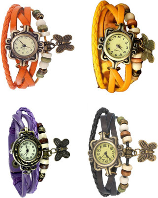 

NS18 Vintage Butterfly Rakhi Combo of 4 Orange, Purple, Yellow And Black Watch - For Women