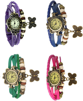 

Kissu Vintage Rakhi Combo of 4 Purple, Green, Blue And Pink Watch - For Women