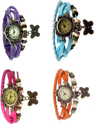 NS18 Vintage Butterfly Rakhi Combo of 4 Purple, Pink, Sky Blue And Orange Analog Watch  - For Women   Watches  (NS18)